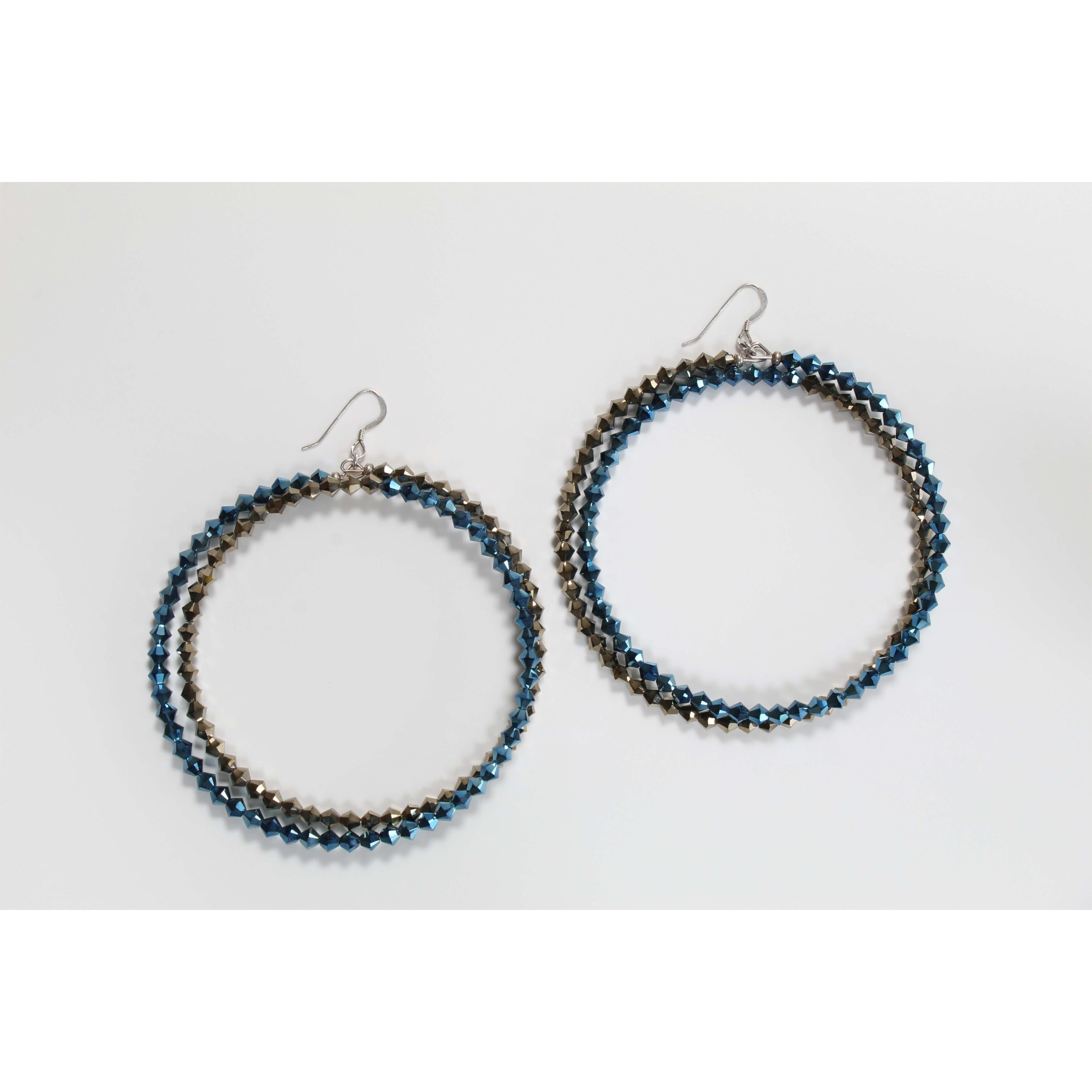 Metallic Crystal Hoop Earrings - Image 2