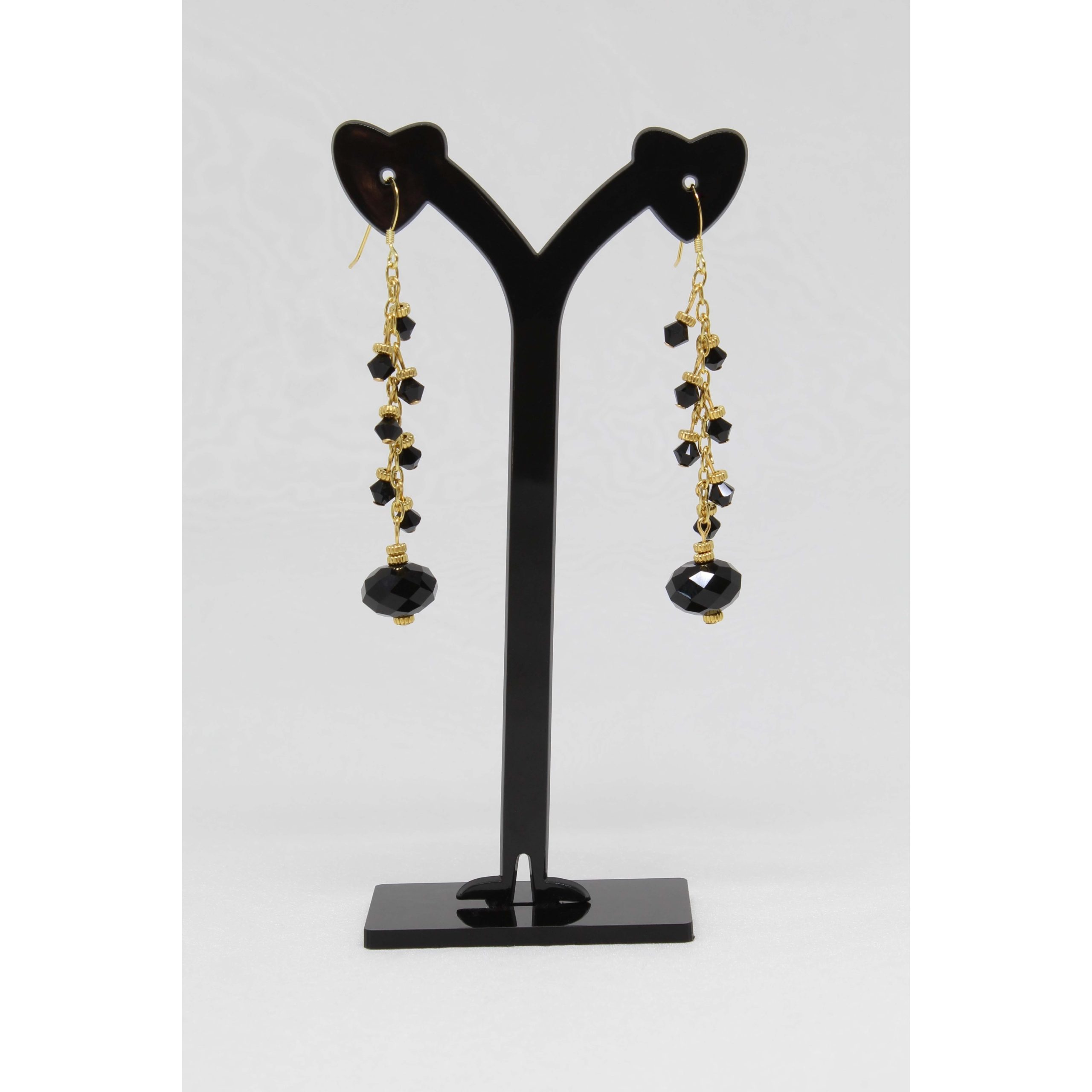 Black Crystal Drop Earrings - Image 2