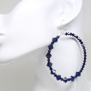 Indigo Blue Crystal Hoop Earrings