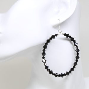 Black Crystal Hoop Earrings