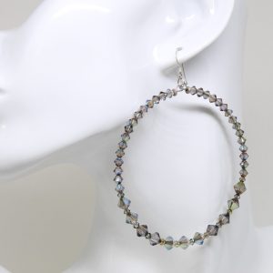 Iridescent Green Crystal Hoop Earrings