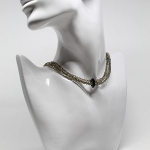 Iridescent Green & Smokey Grey Crystal Choker