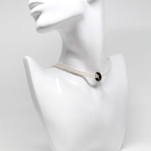 White Pearl & Black Crystal Choker
