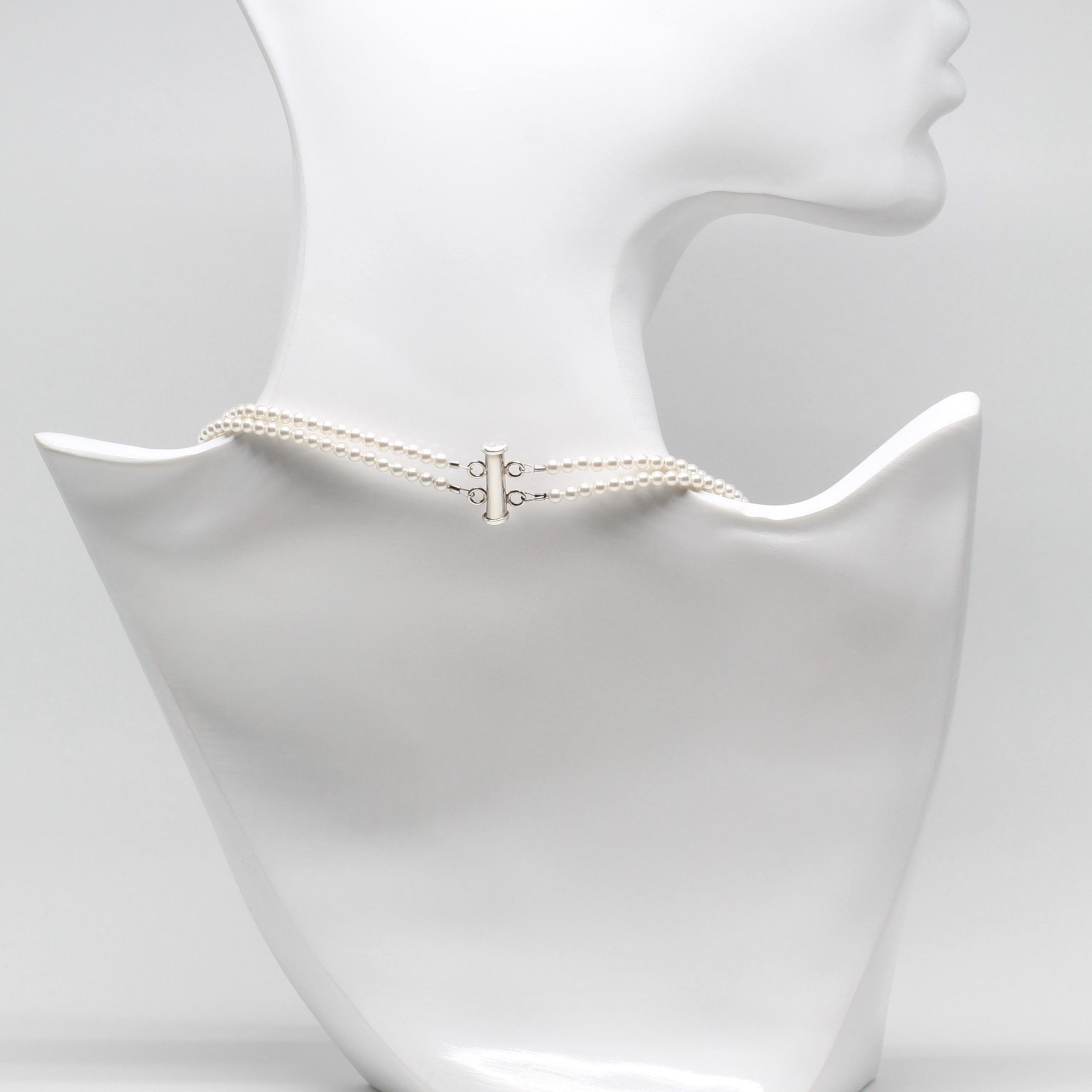 White Pearl & Black Crystal Choker - Image 2