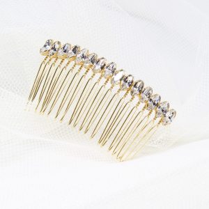 Navette Set Crystal Hair Comb <br> - Gold -